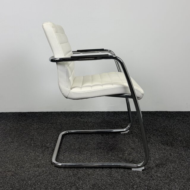 Slede Vergaderstoel - Wit Kunstleder