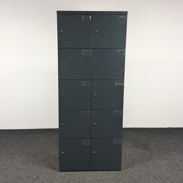 Lockerkast 10-deurs - Antraciet | 197 x 80 x 50 cm