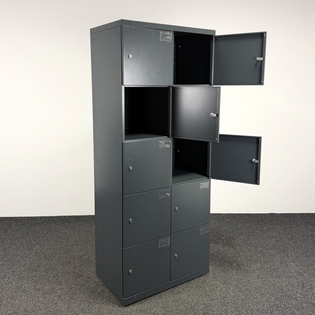 Lockerkast 10-deurs - Antraciet | 197 x 80 x 50 cm