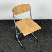 Houten Schoolstoel - Grijs Frame