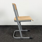 Houten Schoolstoel - Grijs Frame