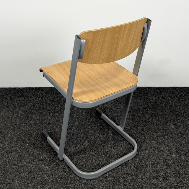 Houten Schoolstoel - Grijs Frame
