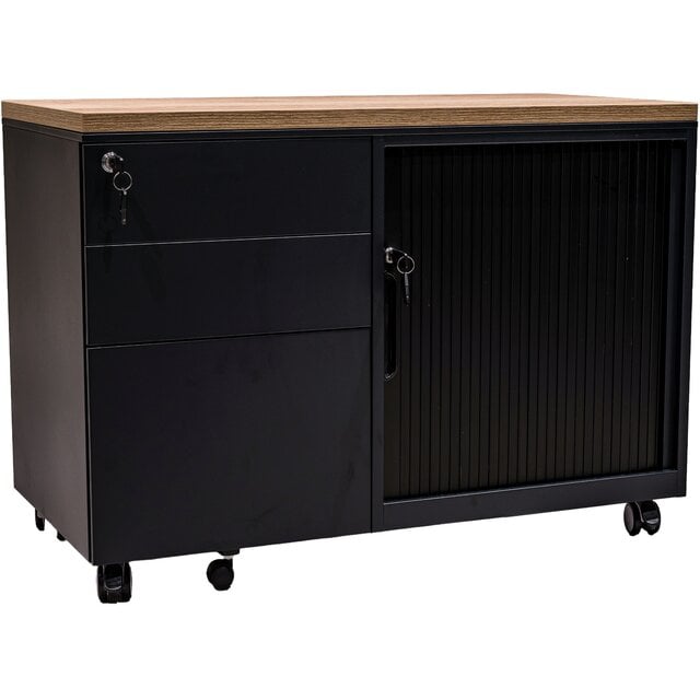 Verrijdbaar Labeblok met Schuifdeur - Zwart