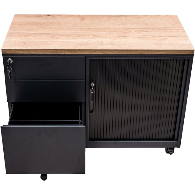 Verrijdbaar Labeblok met Schuifdeur - Zwart