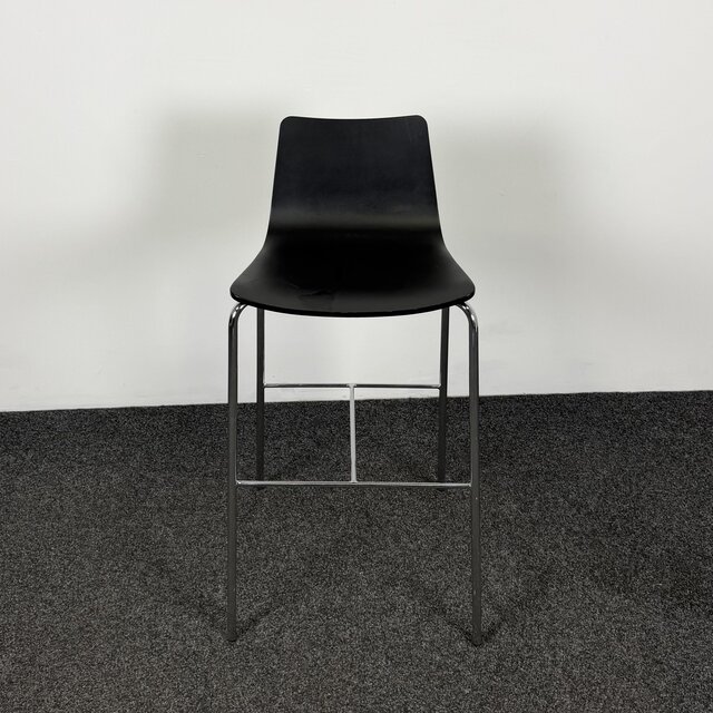 Zwarte Barkruk - Chroom Onderstel