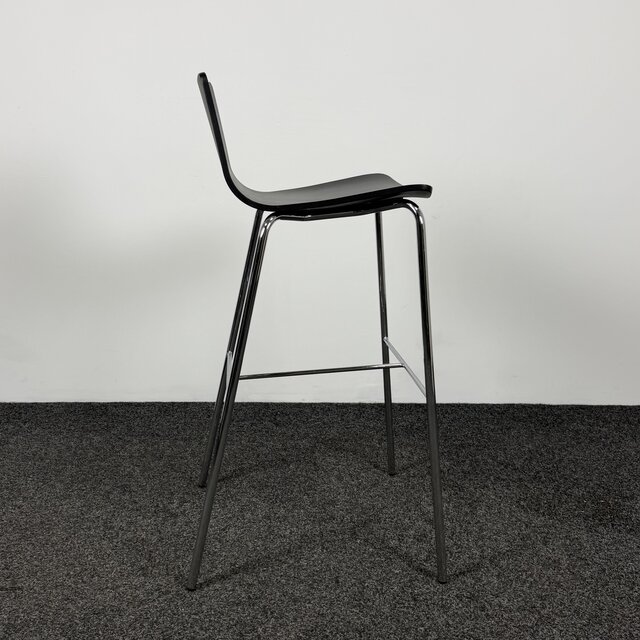 Zwarte Barkruk - Chroom Onderstel