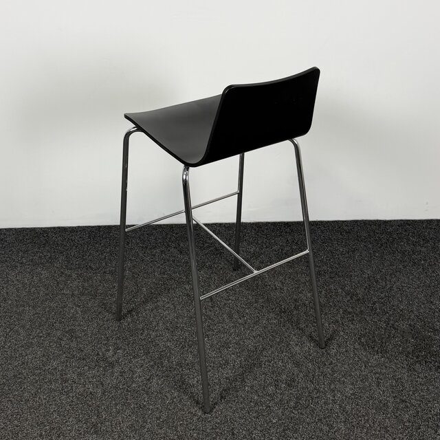 Zwarte Barkruk - Chroom Onderstel