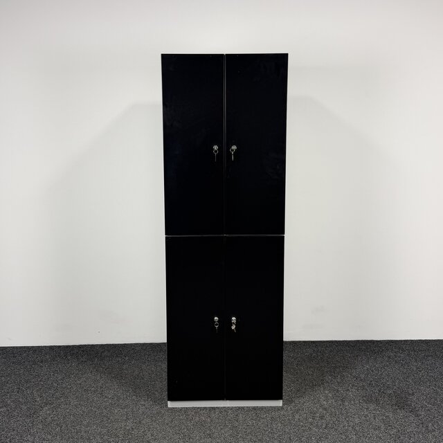 Lockerkast 4-deurs - Zwart | 180 x 60 x 50 cm