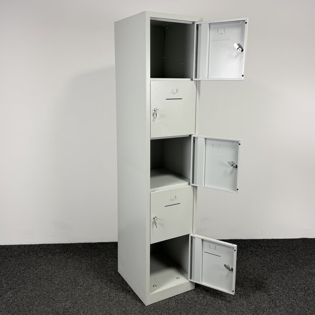 Lockerkast 5-deurs - Grijs | 195 x 42 x 50 cm
