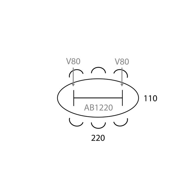 Vergadertafel V-Leg Ellips | 220 x 110 cm