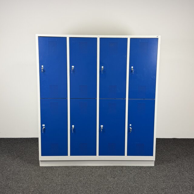 Lockerkast Grijs/Blauw - 8 Deurs | 180 x 159,5 x 50 cm