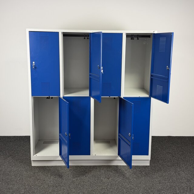 Lockerkast Grijs/Blauw - 8 Deurs | 180 x 159,5 x 50 cm