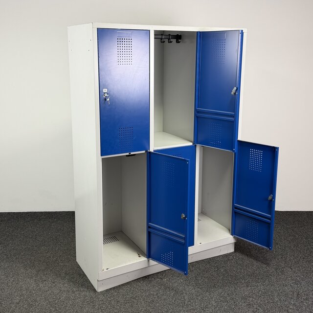 Lockerkast Grijs/Blauw - 6 Deurs | 180 x 120 x 50 cm