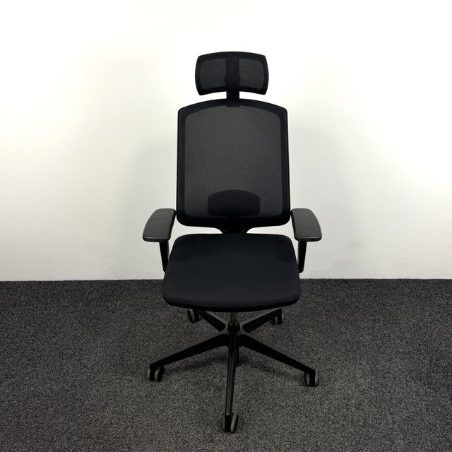 Bureaustoel Mesh met Hoofdsteun - Zwart