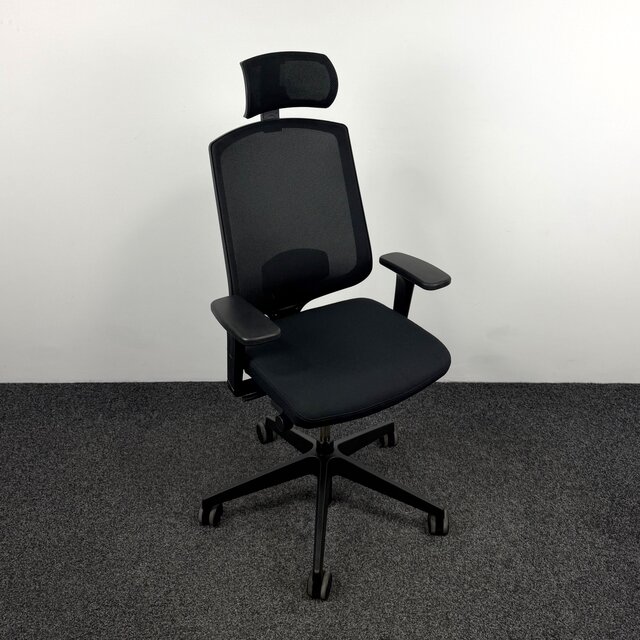 Bureaustoel Mesh met Hoofdsteun - Zwart