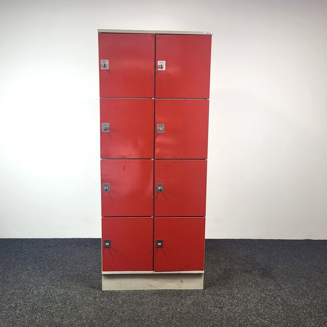Rode Lockerkast - 8-deurs | 194,5 x 79 x 50 cm (c)