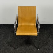 Houten Kantinestoel | Chroom frame