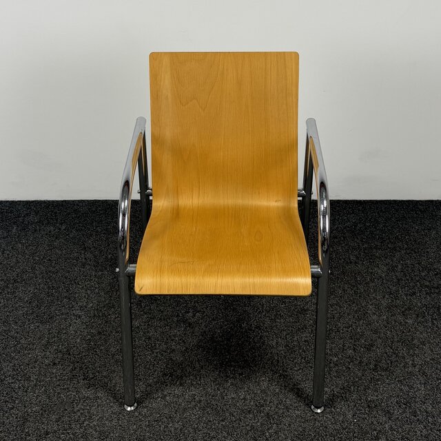 Houten Kantinestoel | Chroom frame