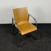 Houten Kantinestoel | Chroom frame