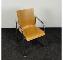 Houten Kantinestoel | Chroom frame