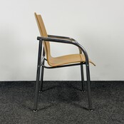 Houten Kantinestoel | Chroom frame