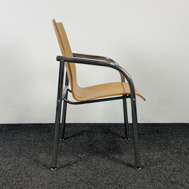 Houten Kantinestoel | Chroom frame