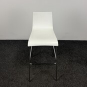 Witte Barkruk - Houten Zitting