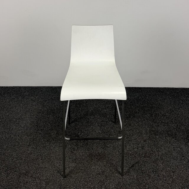 Witte Barkruk - Houten Zitting