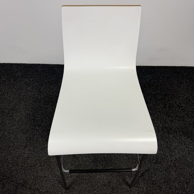 Witte Barkruk - Houten Zitting