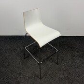 Witte Barkruk - Houten Zitting