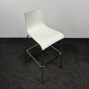 Witte Barkruk - Houten Zitting