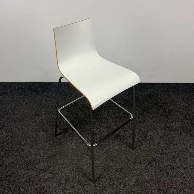 Witte Barkruk - Houten Zitting