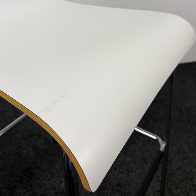 Witte Barkruk - Houten Zitting