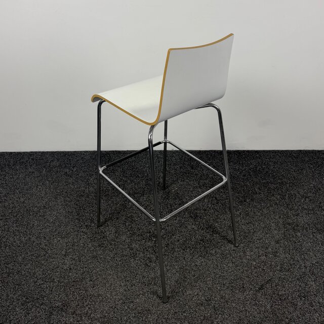 Witte Barkruk - Houten Zitting
