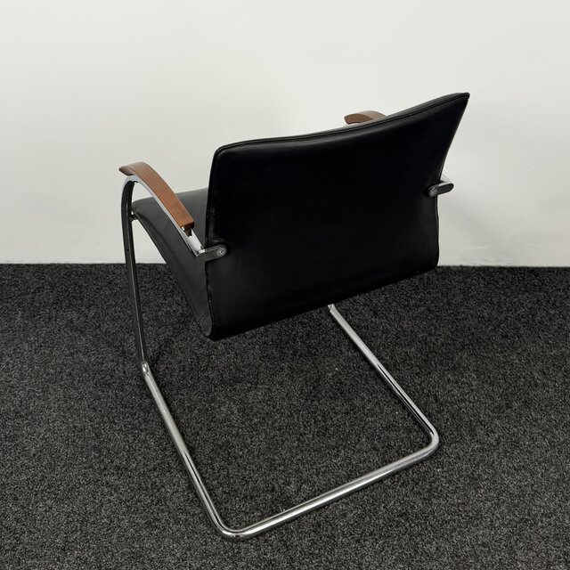Slede Vergaderstoel - Zwart Kunstleder