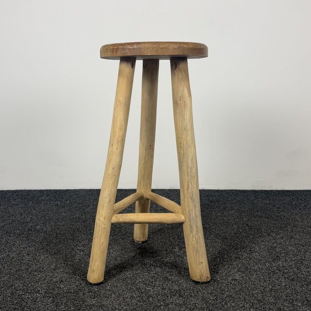 Robuuste Houten Barkruk | 3-Poot