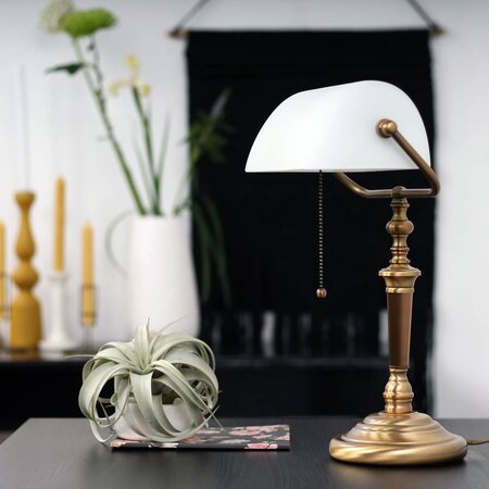 Steinhauer Klassieke Bankierslamp Ancilla brons wit