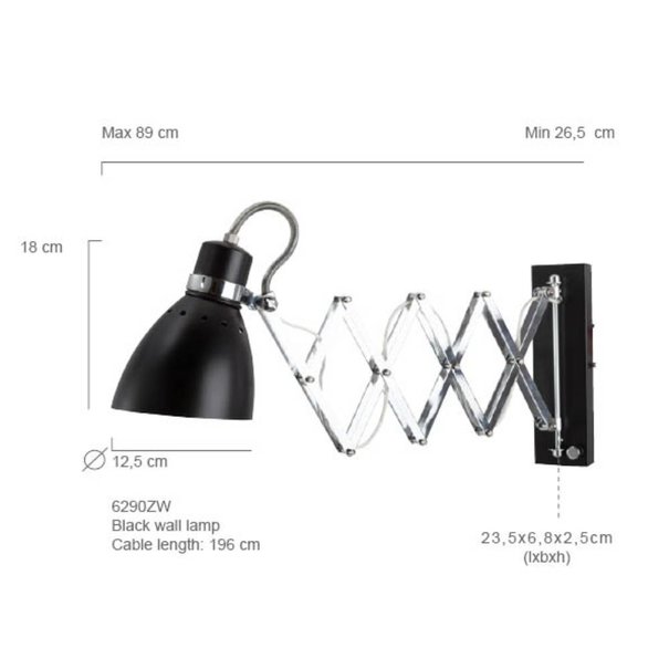 Steinhauer Moderne - Wandlamp - Zwart - Uittrekbaar - Spring