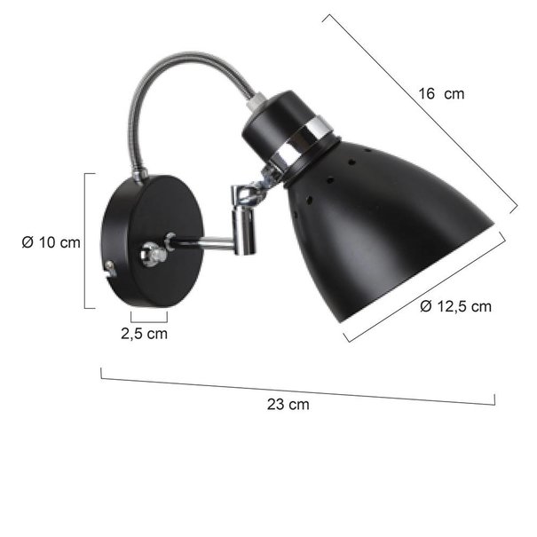 Steinhauer Moderne - Wandlamp - Zwart - Verstelbaar - Spring