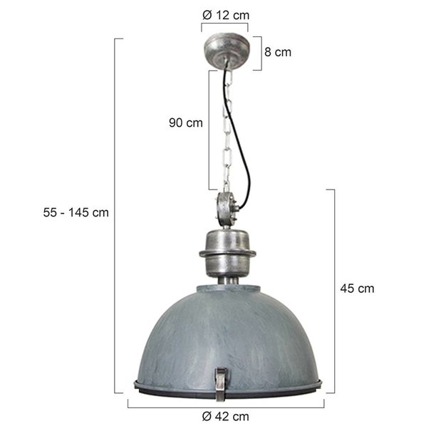 Steinhauer Industriële - Hanglamp - Grijs - 42 cm - Bikkel