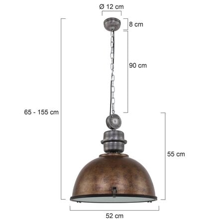 Steinhauer Industriële hanglamp Bikkel XXL bruin