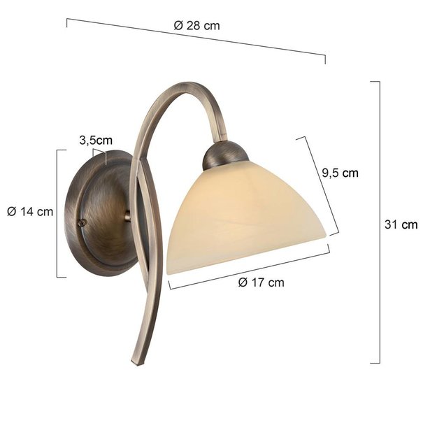 Steinhauer Klassieke - Wandlamp - Brons - Retro - Capri