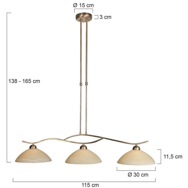 Steinhauer Klassieke - Hanglamp - Brons - 3 lichts - Capri