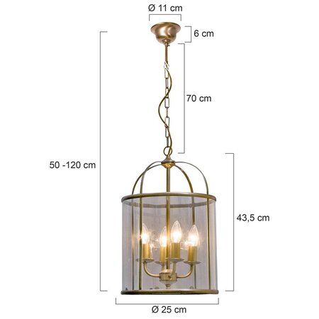 Steinhauer Klassieke hanglamp Pimpernel 4-lichts brons