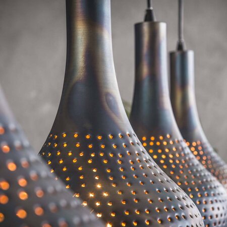 BelaLuz Industriële hanglamp Chingo 4-lichts zwart bruin