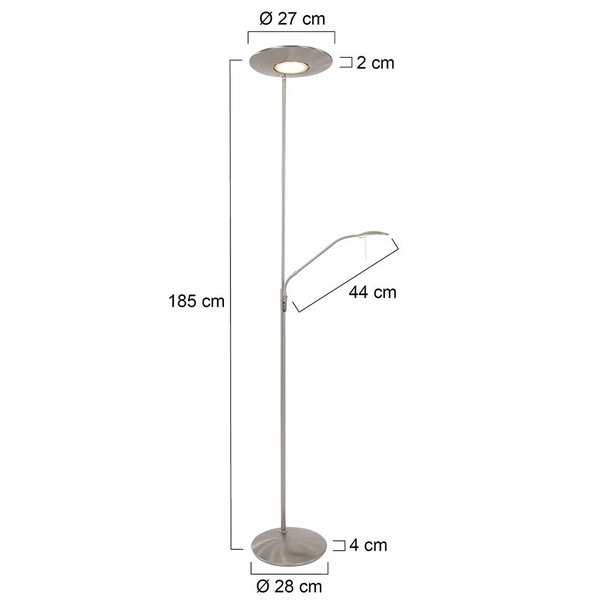 Steinhauer Moderne - Vloerlamp - Staal - Plus leeslamp - Zenith
