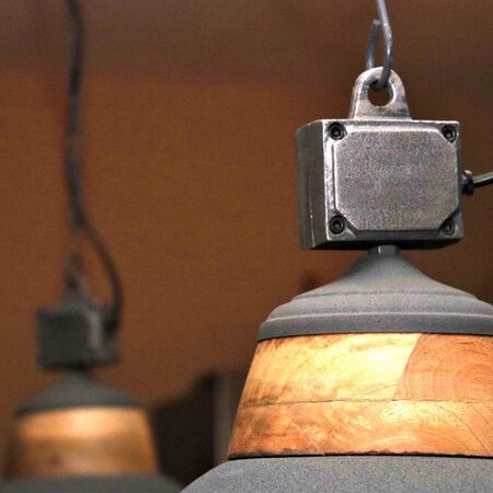 BelaLuz Landelijke hanglamp Rome Betonlook Hout
