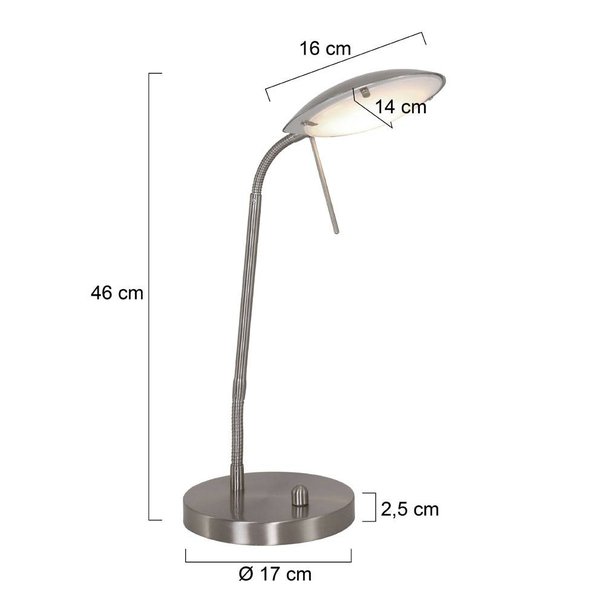 Mexlite Moderne - Tafellamp - Staal - LED - Finn