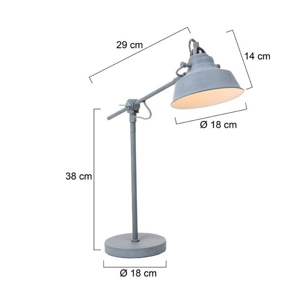Mexlite Industriële - Tafellamp - Grijs - Verstelbaar - Nové
