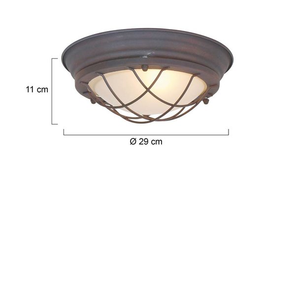 Mexlite Industriële - Plafondlamp - Bruin - 1 lichts - Kaj